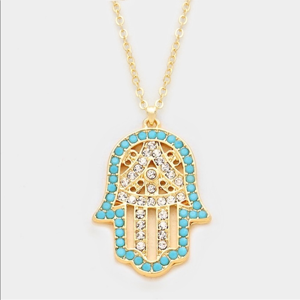 Rose gold vermeil Crystal Hamsa necklace 🔥